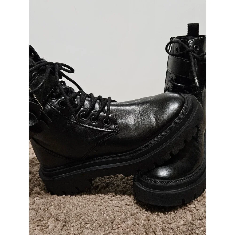 ZARA Girls Chunky Combat Boots Black | Floral Detail  | Trendy